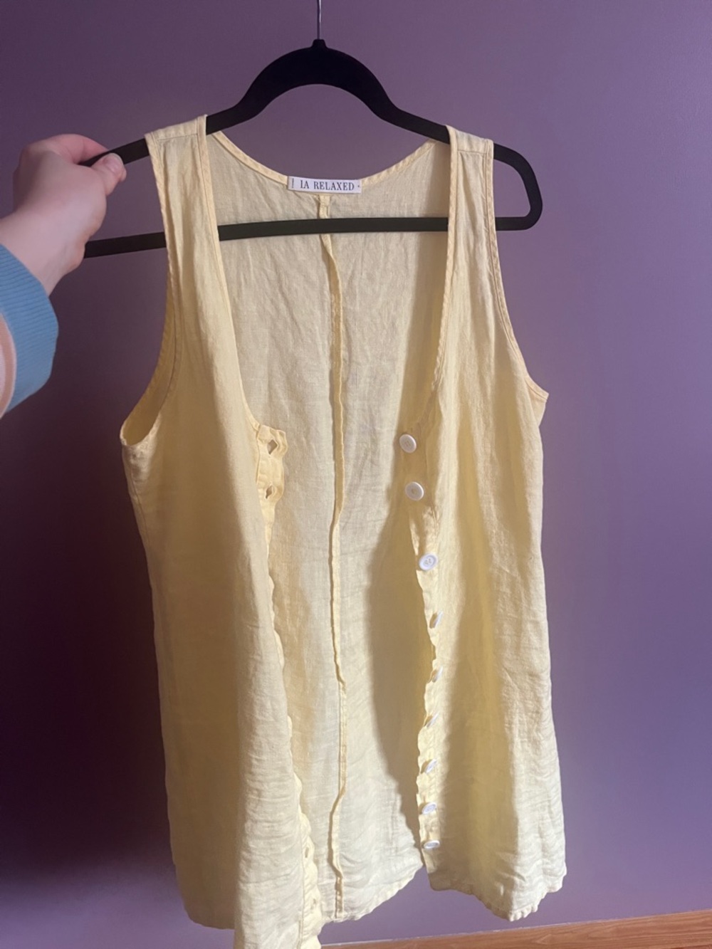 LA Relaxed Linen Pinafore Dress — Butter Yellow